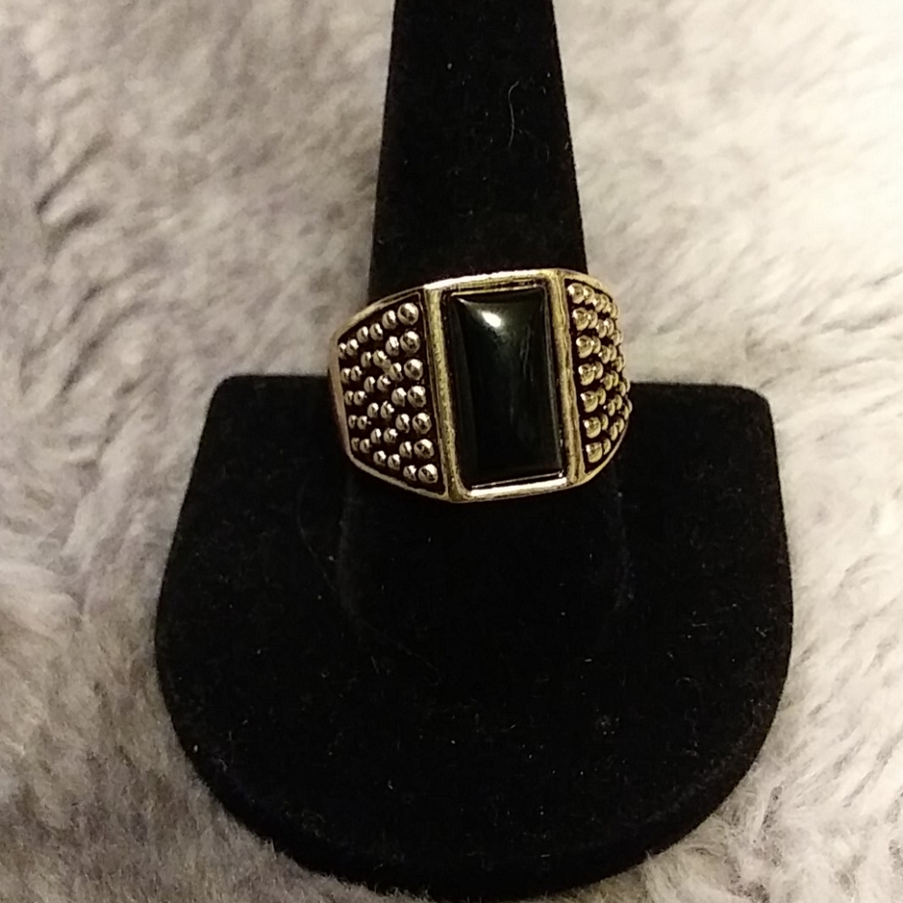 Black Stone Men's Ring - Picture 1 of 5
